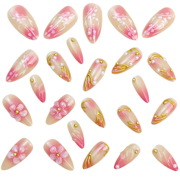 12 Sizes-24 Pcs Press On Nails Y1065