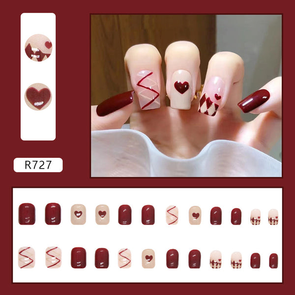 12 Sizes-24 Pcs Press On Nails R721