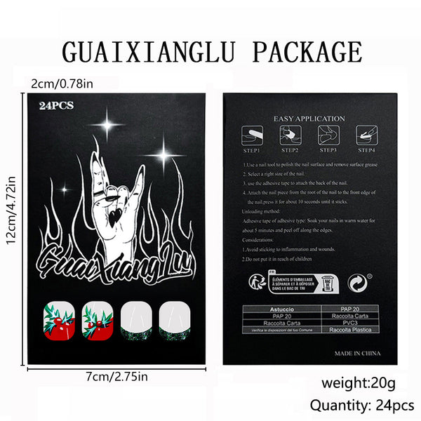 12 Sizes-24 Pcs Press On Nails C1280