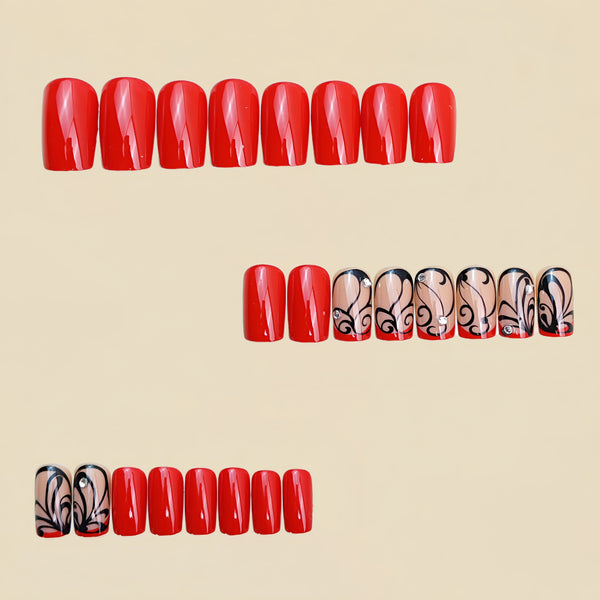 12 Sizes-24 Pcs Press On Nails Y1181