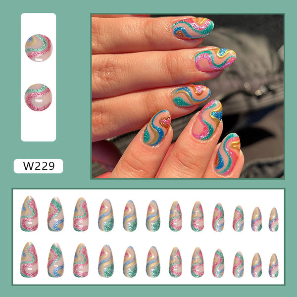 12 Sizes-24 Pcs Press On Nails W229