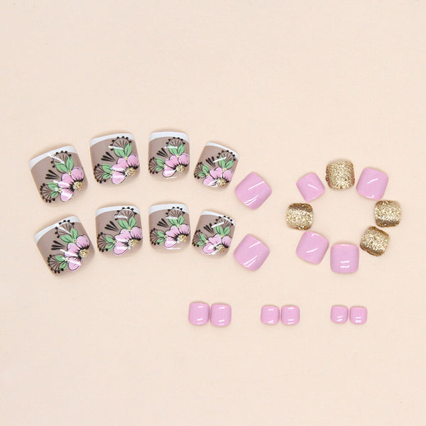 12 Sizes-24 Pcs Press On Nails F087