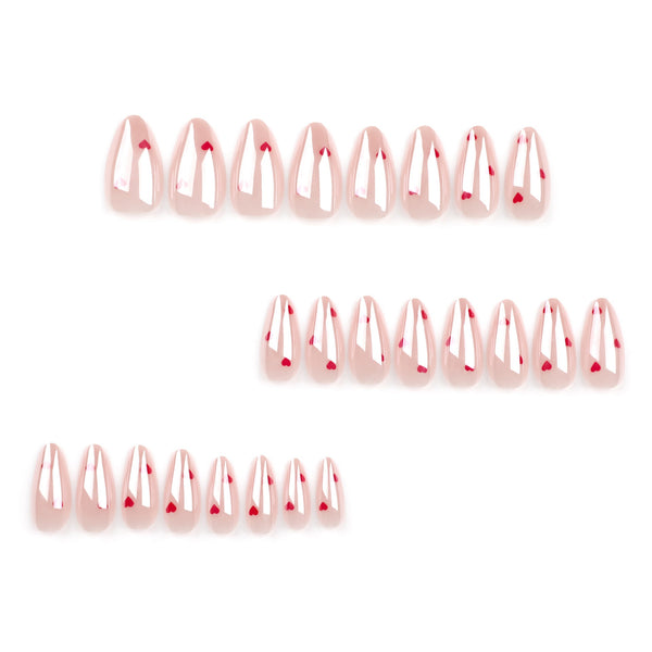 Almond Glossy Medium Pink Press on Nails