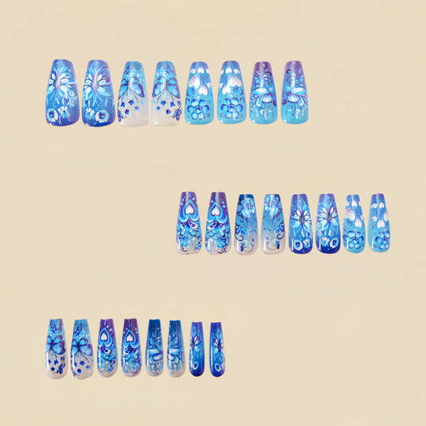 12 Sizes-24 Pcs Press On Nails Y550