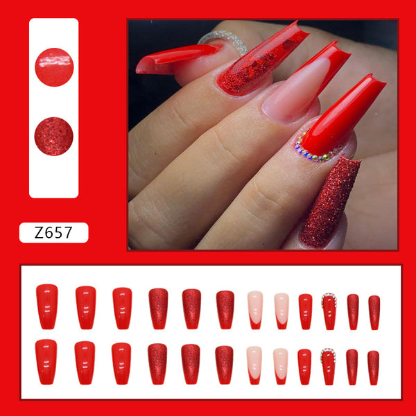 12 Sizes-24 Pcs Press On Nails Z657