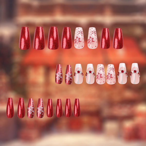 French Glossy Long Press on Nails