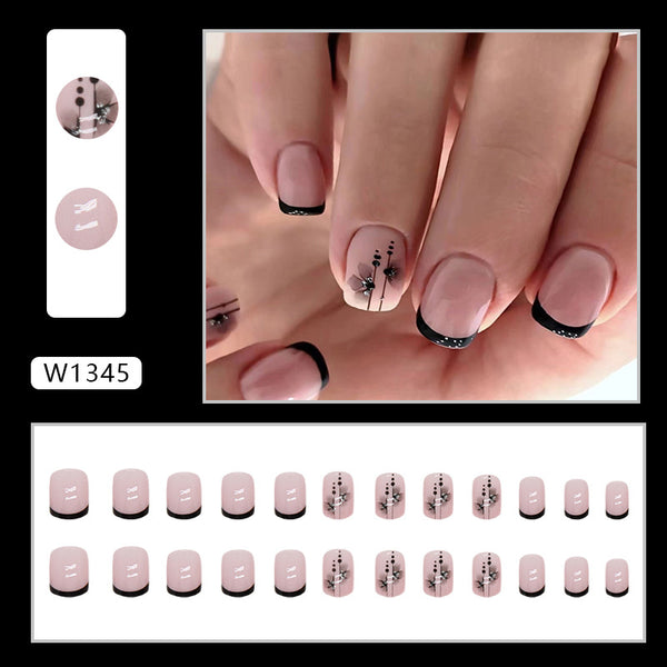 12 Sizes-24 Pcs Press On Nails W1345