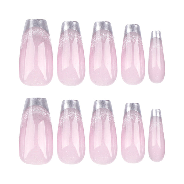Long Pink Press on Nails