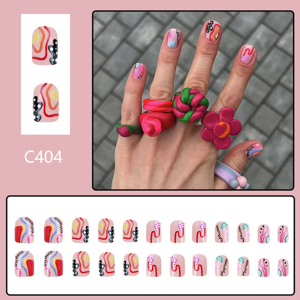12 Sizes-24 Pcs Press On Nails C404