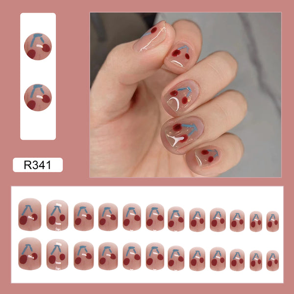 12 Sizes-24 Pcs Press On Nails R321
