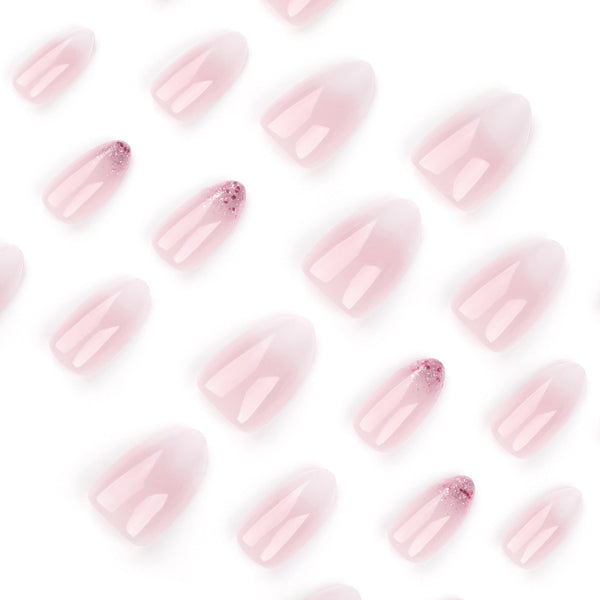 Glossy Medium Oval Pink Press on Nails