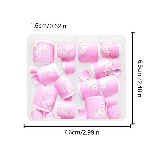 48 Pcs Press On Nails FrenchFlower-1-48pcs