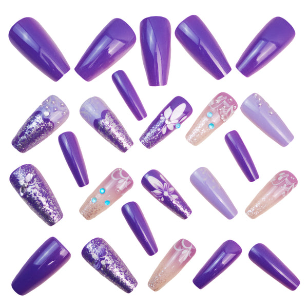 12 Sizes-24 Pcs Press On Nails Y1448