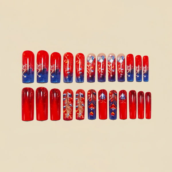 12 Sizes-24 Pcs Press On Nails Y1520