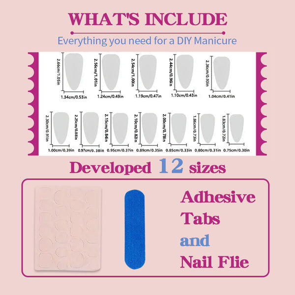 12 Sizes-24 Pcs Press On Nails HYC-DD-495
