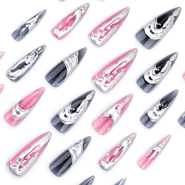 12 Sizes-24 Pcs Press On Nails JP3525
