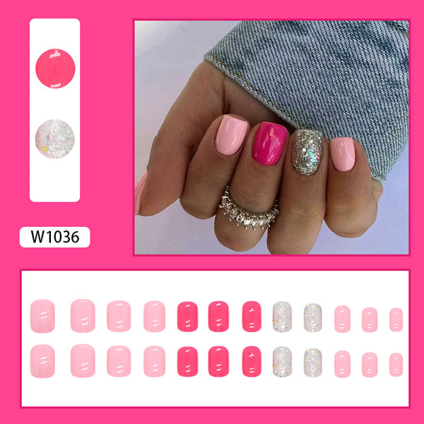 12 Sizes-24 Pcs Press On Nails W1001