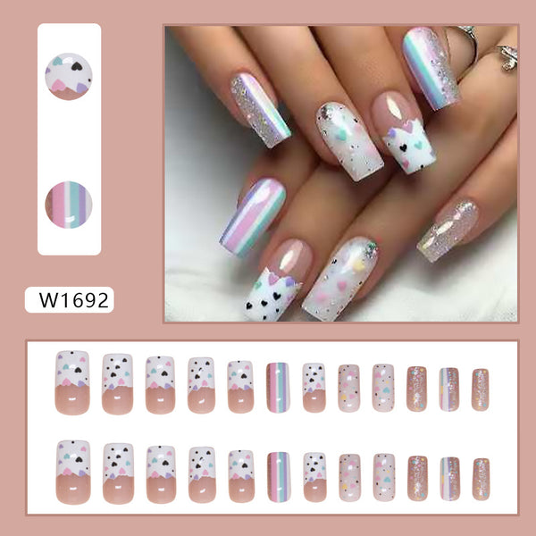 12 Sizes-24 Pcs Press On Nails W1692
