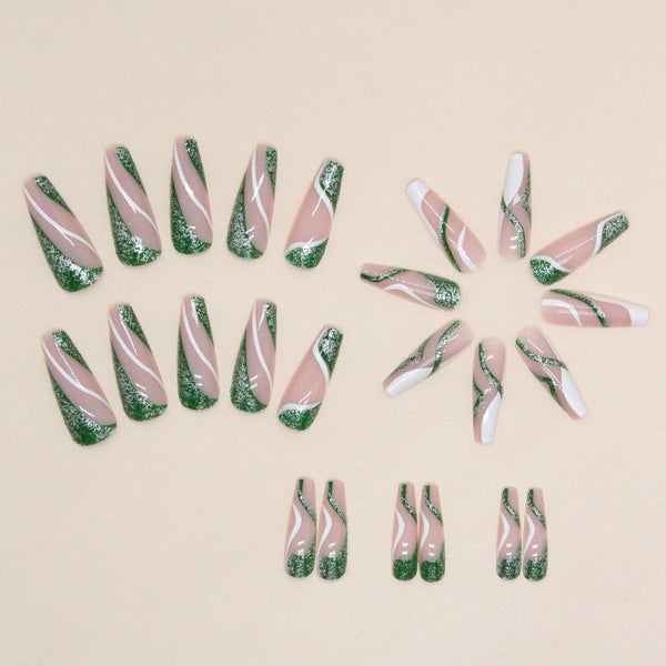 12 Sizes-24 Pcs Press On Nails W1174