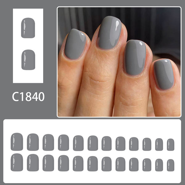 12 Sizes-24 Pcs Press On Nails C1840