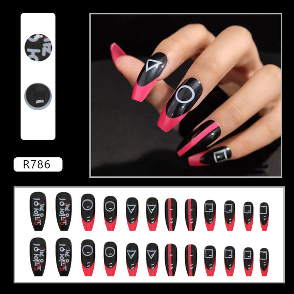 12 Sizes-24 Pcs Press On Nails R786