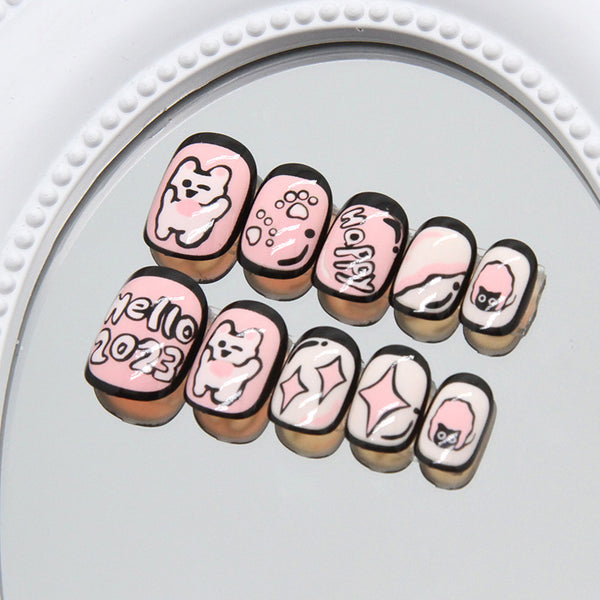 12 Sizes-24 Pcs Press On Nails K006