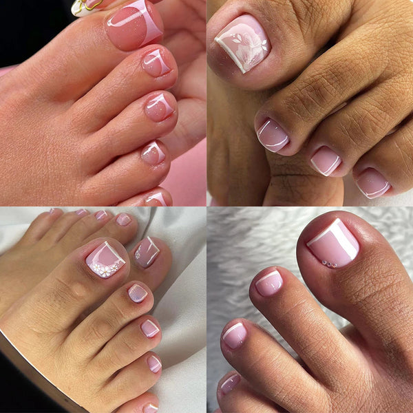 96 Pcs Press On Nails FrenchToe-1-96pcs
