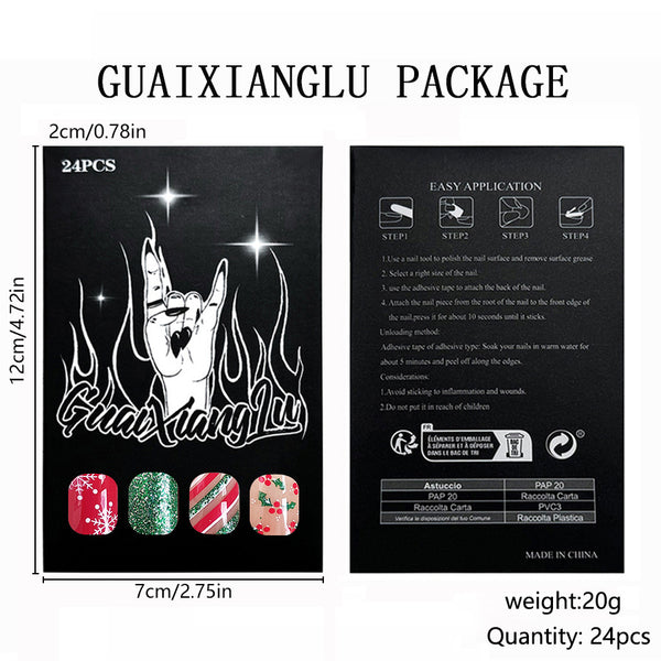 12 Sizes-24 Pcs Press On Nails C651