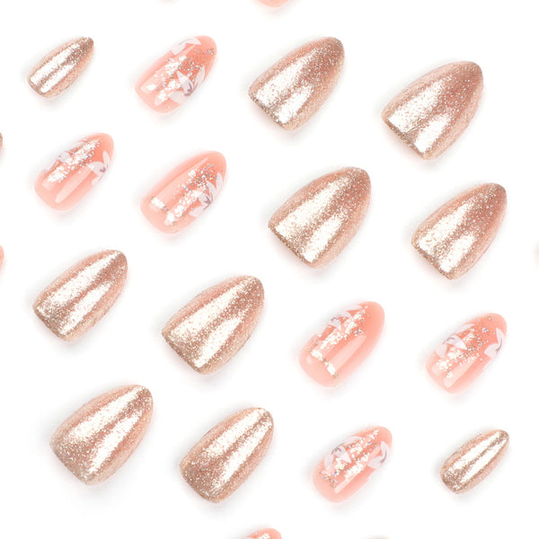 Almond French Medium Pink Press on Nails