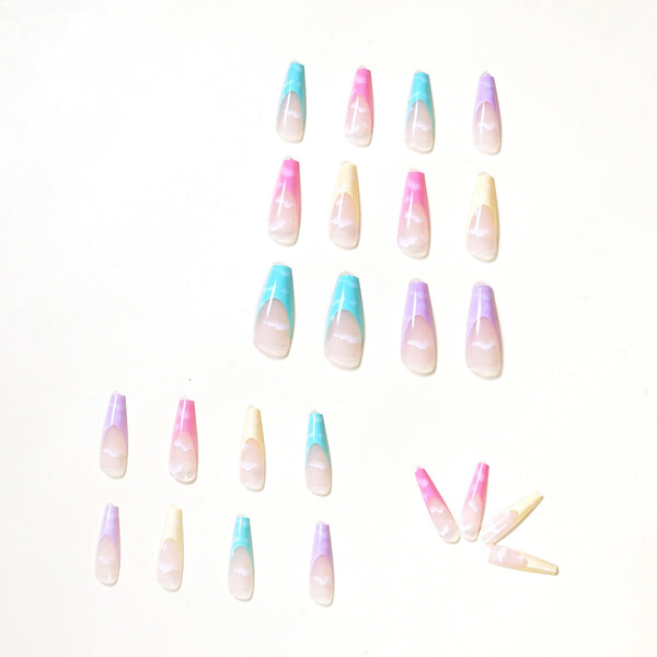 French Glossy Long Press on Nails