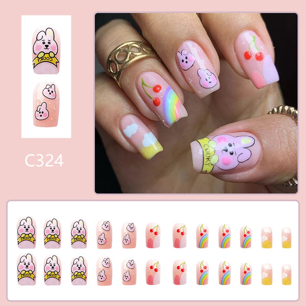 12 Sizes-24 Pcs Press On Nails C324