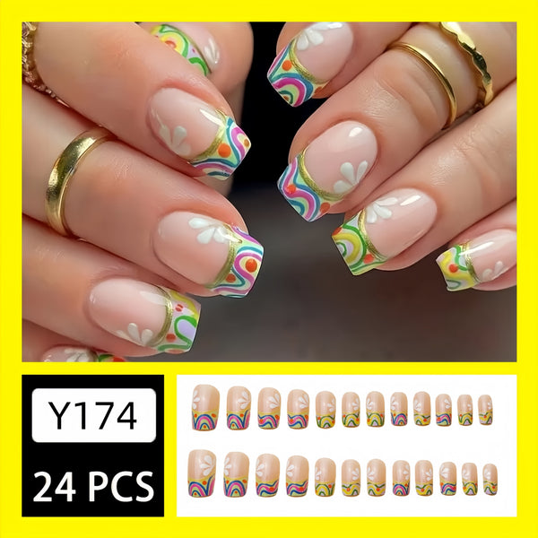 12 Sizes-24 Pcs Press On Nails Y174