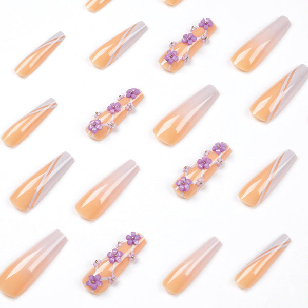 French Glossy Long Square Press on Nails