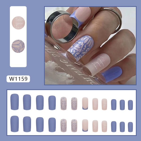 12 Sizes-24 Pcs Press On Nails W1159