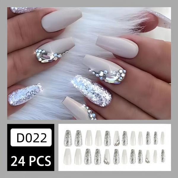 12 Sizes-24 Pcs Press On Nails D022