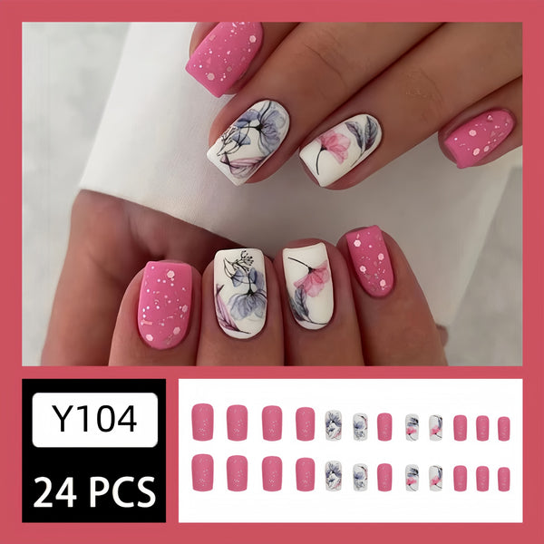 12 Sizes-24 Pcs Press On Nails Y104