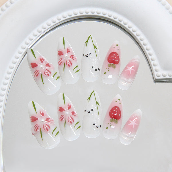 12 Sizes-24 Pcs Press On Nails Z1094