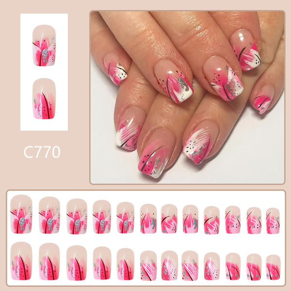 12 Sizes-24 Pcs Press On Nails C770
