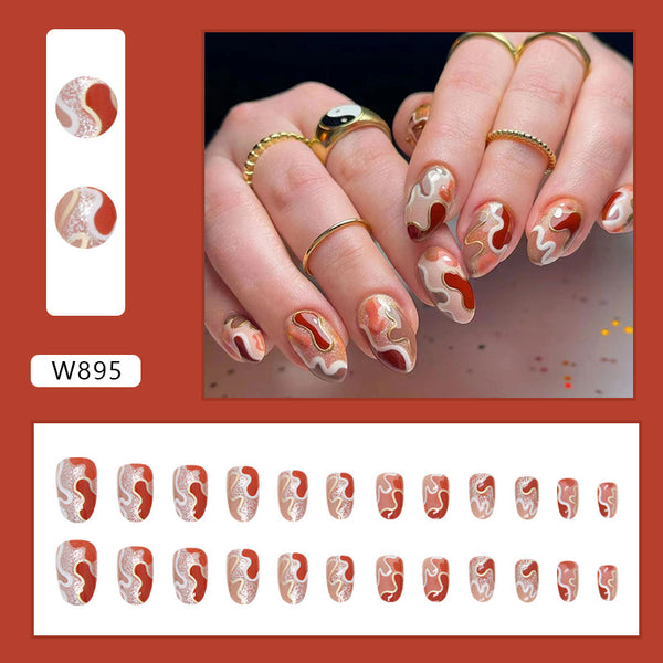 12 Sizes-24 Pcs Press On Nails W895