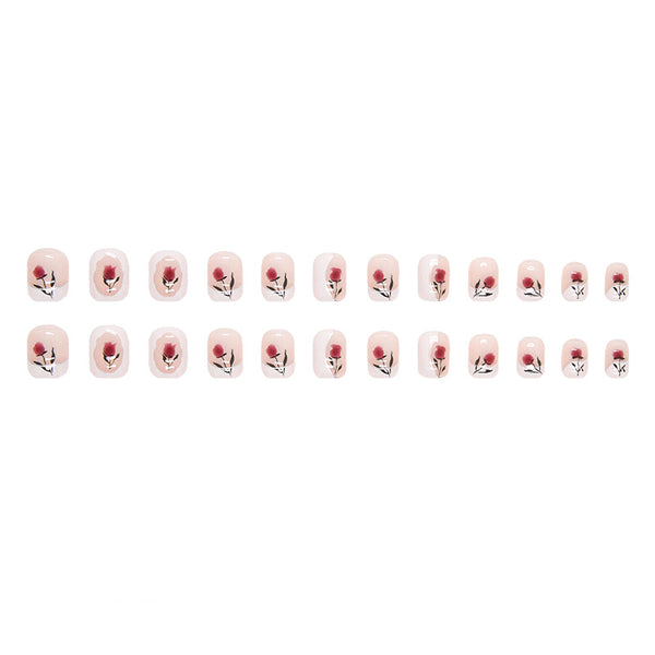 12 Sizes-24 Pcs Press On Nails R664