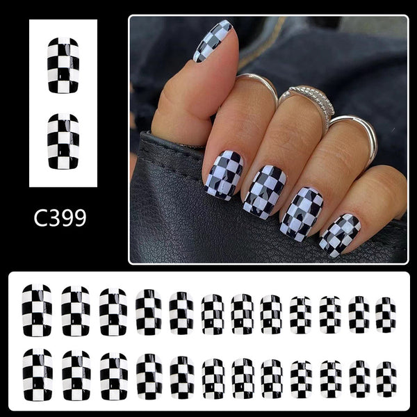 12 Sizes-24 Pcs Press On Nails C399