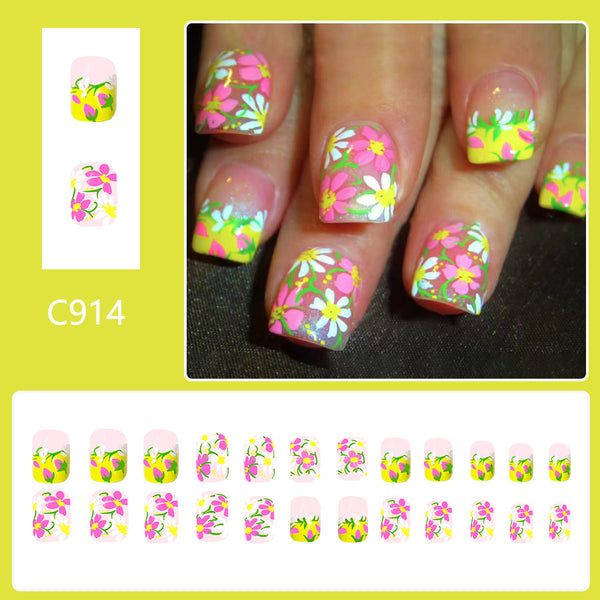 12 Sizes-24 Pcs Press On Nails C914