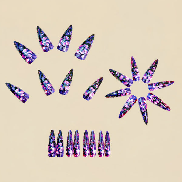 12 Sizes-24 Pcs Press On Nails Y1386