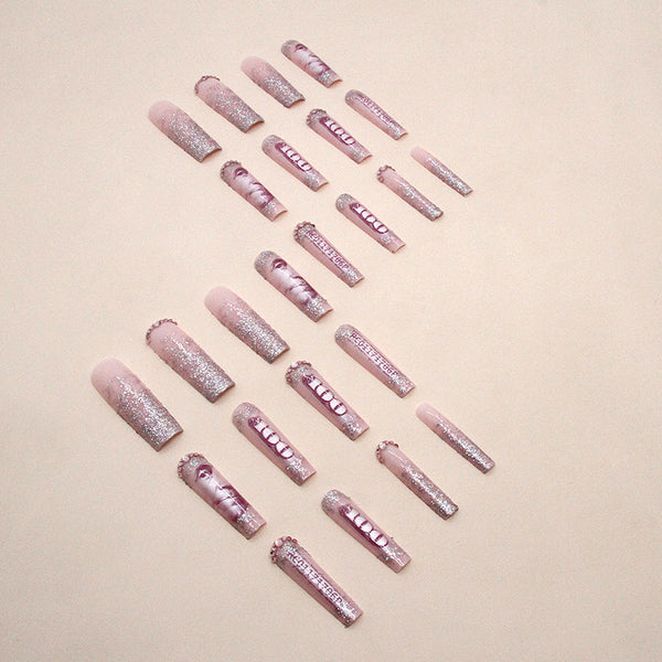 12 Sizes-24 Pcs Press On Nails G009