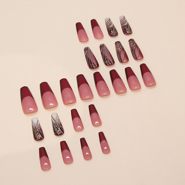 12 Sizes-24 Pcs Press On Nails W1620