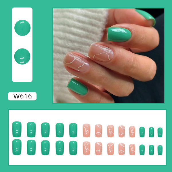 12 Sizes-24 Pcs Press On Nails W616