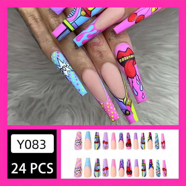 12 Sizes-24 Pcs Press On Nails Y083