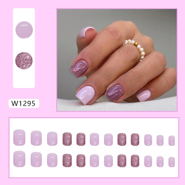 12 Sizes-24 Pcs Press On Nails W1295