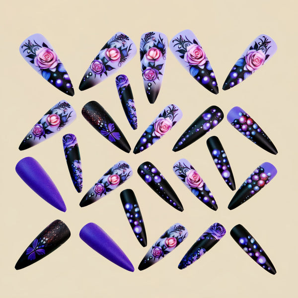 12 Sizes-24 Pcs Press On Nails Y1446