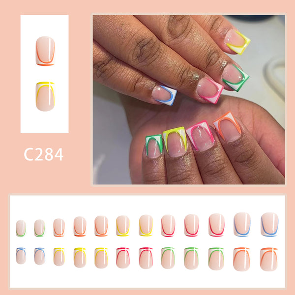 12 Sizes-24 Pcs Press On Nails C284